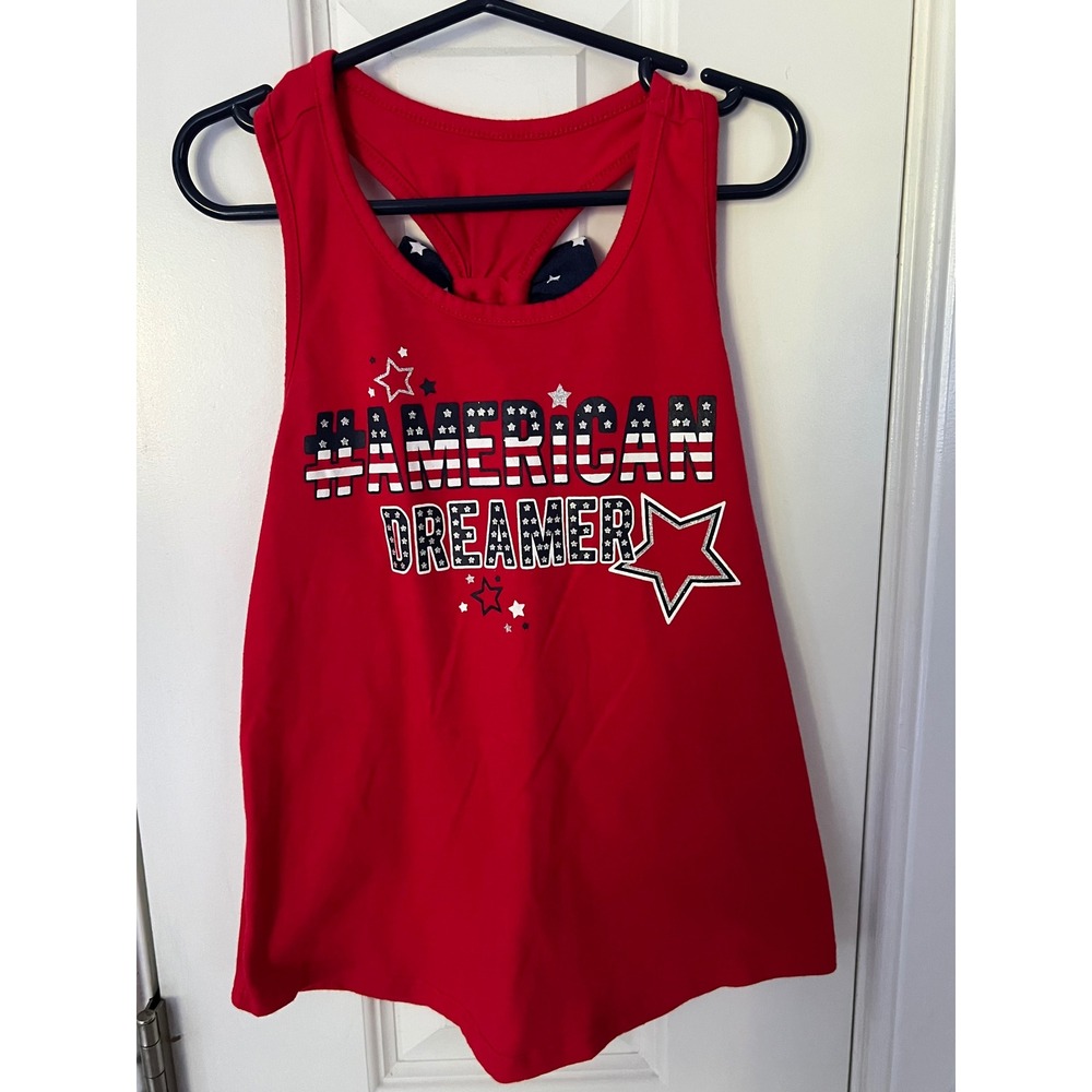 Way to Celebrate Girls Red American Dreamer Bow Back Tank Top Size M 7-8